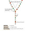 Spécifications de taille pour le collier en Y plaqué or 18 carats avec verre coloré - Style Baguette Coloré (KN0649)