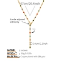 Infographie détaillée du collier en Y plaqué or 18k avec perles en cristal colorées - Style de Petites Perles Rondes Colorées (KN0648)