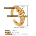 Detail of 18K gold plated copper ring showing cubic zirconia stones and 4.7g weight - One Size / Knotted Pave Style (KR0281)