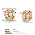 Macro detail of cubic zirconia bow earrings with 0.9cm height and 0.3cm stone size - Radiant Flower Style (KE1816)