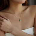 Elegant gold butterfly pendant necklace with green abalone shell inlay for women - Butterfly Style (KN0600)