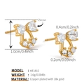 Detailed size parameters of 18K gold plated bow earrings with sparkling zircon stones - Bowknot Arc Style (KE1812)