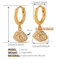Detailed view of 18K gold-plated brass shell hoop earrings with cubic zirconia stones - Full Zircon Shell / Gold Shell (KE1767)
