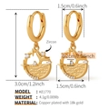 Detailed size specifications for 18K gold plated starfish hoop earrings with zircon - Hollow Wave Star / Gold Star Dolphin (KE1770)