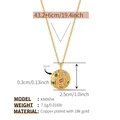 Detailed size chart for 18K gold plated copper necklace with zircon pendant specs - Multicolor Zircon Inlaid Round Pendant (KN0654)