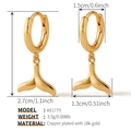 Detailed size specifications of 18K gold plated copper whale tail hoop earrings - Gold Whale Tail (KE1775)
