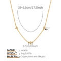 18K gold plated brass choker with sparkling zircon butterfly pendants and chain detail - Gold Butterfly Style (KN0678)