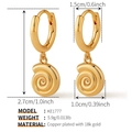 Detail showing 18k gold plated copper snail shell hoop earrings with weight and size - Gold Snail Shell (KE1777)