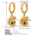 Macro view of 18k gold plated conch earrings with zircon stone and size details - Gold Conch (KE1778)