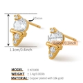 Detailed view showing product dimensions and weight of zircon bow knot earrings - Geometric Three-Stone Style (KE1808)