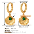 18k gold-plated conch shell hoop earrings with green zircon and starfish details - Gold Green Zircon Scallop (KE1784-2)