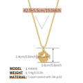 Detailed view of 18k gold plated copper whale tail pendant with dimensions and chain specs - Irregular Round Frame Whale Tail Pendant (KN0656)