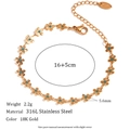 Detail of 18K gold plated stainless steel bracelet with blue enamel flower charms - Bracelet / Gold