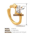 18K gold plated copper ring with square zircon stone and 2.3cm height dimension detail - One Size / Clear Square Style (KR0279-1)