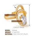 18K gold plated adjustable ring featuring an oval zircon center and micro-pave setting - One Size / Oval Main Stone Style (KR0286)