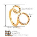 Cross geometric open ring in 18k gold plated copper with pavé-set zircon crystals - One Size / Double Circle Style (KR0289)