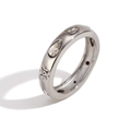 Vintage silver dome ring featuring gypsy-set pear and star engraved cubic zirconia - US 6 / Rectangle Teardrop Geometric Silver (Steel Clear Zirconia)