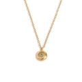 Classic 18K gold plated stainless steel birthstone necklace with light blue round pendant - Gold-March-Aquamarine