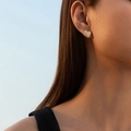 Pendientes de corazón bañados en oro de 18k con brillantes circonitas blancas para mujer - Corazón de Circonia Completa (KE1722)