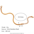 18K gold plated 316L stainless steel flat snake chain bracelet with 15+5cm length - 3mm Wide Blade Chain Bracelet - Gold