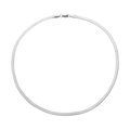 Collana piatta a spina di pesce in acciaio inossidabile argento con chiusura a moschettone - Collana a Strato Singolo-Argento-40cm