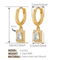 Elegante Ohrringe mit 18K Vergoldung und rechteckigem Zirkonia-Anhänger in Mikro-Pavé-Fassung - Rechteckiger Halo Stil (KE1825)