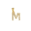 Ciondolo lettera M in acciaio inossidabile placcato oro 18K con micro zirconi - Ciondolo Iniziale in Strass (Solo ciondolo)-M