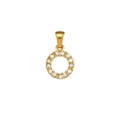 Ciondolo a cerchio placcato oro 18K con micro-pave di cristalli di zircone chiari - Ciondolo Iniziale in Strass (Solo ciondolo)-O