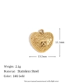 Detailed macro of 14K gold-plated stainless steel heart pendant with woven texture - Woven Texture Heart Pendant - Gold