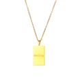 Polished 18K gold-plated stainless steel rectangular pendant necklace engraved with darling - darling