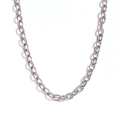 Minimalistische silberne Edelstahl-Körperkette mit polierten ovalen Kettengliedern - Ankerkette / 6.9mm (80cm+10cm) / Stahlfarben