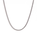 Sleek silver stainless steel box chain body necklace with minimalist link design - 2.2mm Hammered Round Link Chain (80cm+10cm) / Steel
