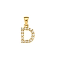 Ciondolo lettera D in acciaio inossidabile placcato oro 18K con micro perle bianche eleganti - Ciondolo Iniziale in Perla Artificiale (Solo ciondolo)-D