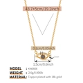 18k gold plated evil eye pendant necklace with white and blue zircons and dimensions - Evil Eye Zircon Inlaid Pendant (KN0666)