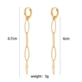 Boucles d'oreilles créoles à longue chaîne en acier plaqué or 18 carats, longueur 6,7 cm - Style de Chaîne à Maillons Ovales / Or