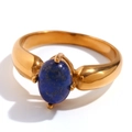Minimalistischer 18K vergoldeter Edelstahlring mit blauem Lapislazuli Edelsteinbesatz - Blütenblatt Design Lapislazuli Ring