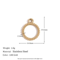 14K gold plated stainless steel round pendant with beaded edge texture and 16mm diameter - Polka Dot Beaded Round Ring Pendant - Gold