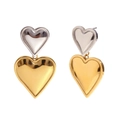 Doppelherz-Ohrstecker mit gemischter Gold- und Silberbeschichtung im Minimal-Stil - Bicolor Herz-Ohrhänger - Silber/Gold
