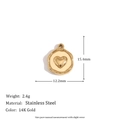 14K gold plated stainless steel heart pendant in a vintage wax seal stamp design - Hammered Texture Heart Pendant - Gold