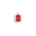 Square 18K gold-plated stainless steel pendant with rectangular red zircon gemstone - July (Ruby Red) / Gold