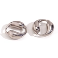 Minimalist silver-toned water drop earrings with a high-polished mirror finish for women - Polished Double Waterdrop Loop Hoop / Steel