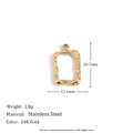 Minimalist 14K gold plated stainless steel rectangle pendant with hammered texture - Water Ripple Rectangular Frame Pendant - Gold