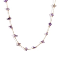Delicate 18K gold plated stainless steel necklace with natural amethyst gravel beads - 316L Stainless Steel / Necklace - Gold - Amethyst