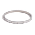 Zilveren roestvrijstalen ovale armband met ronde zirkonia steentjes en zijsluiting - Staalkleur