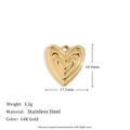 14K gold plated stainless steel heart pendant with layered wave design for jewelry - Four-Ripple Textured Heart Pendant - Gold