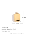 Minimalist 14K gold plated stainless steel rectangle pendant with a polished mirror finish - Smooth Octagonal Rectangular Tag Pendant - Gold