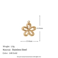 Detailed view of 14K gold plated hollow flower pendant with size 16.8mm measurements - Hollow Petal (C9152) / Gold
