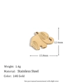 Minimalist elephant pendant in 14K gold plated stainless steel, size 15.8x12.4mm - Elephant Silhouette Pendant with Loop - Gold