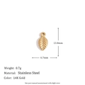 Leaf shaped stainless steel pendant with 14K gold finish and detailed vein engraving - Minimalist Leaf Charm - Gold