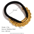 Vintage 18K gold plated stainless steel butterfly wing hair tie with black elastic band - Bead Arrangement Style (Gold)